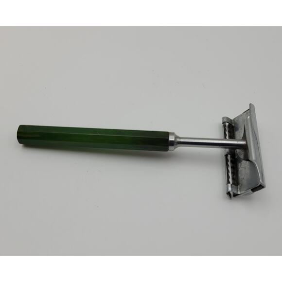 Vintage 1930s–1950s Keen Kutter Safety Razor Green Bakelite Handle Double Edge - Picture 7 of 16